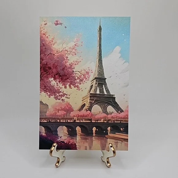 Paris Eiffel Tower Floral Fantasy Watercolor Oil Painting Art‎ Print - Picture 2 of 8